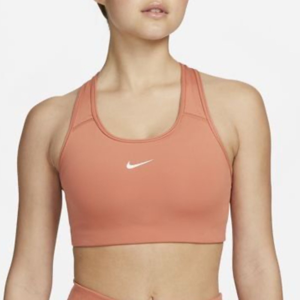 Nike | Women's Nike Swoosh Sports Bra in Madder Root/White | Sports Bra